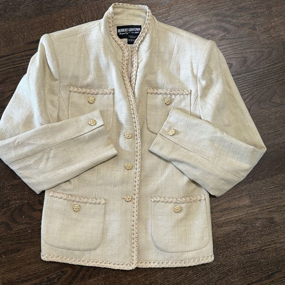 Herbert Grossman designed Cynthia Sobel Boucle Blazer Womens 8 Tweed Silk Cream